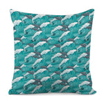Dolphin Riding Waves Pattern Print Pillow Cover