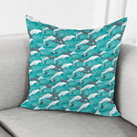 Dolphin Riding Waves Pattern Print Pillow Cover