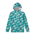 Dolphin Riding Waves Pattern Print Pullover Hoodie