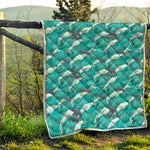 Dolphin Riding Waves Pattern Print Quilt