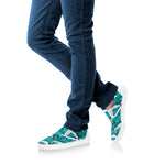 Dolphin Riding Waves Pattern Print White Slip On Shoes
