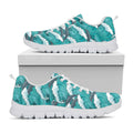 Dolphin Riding Waves Pattern Print White Running Shoes