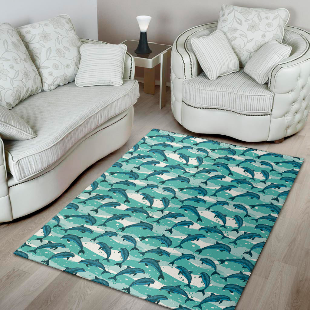 Dolphins In The Ocean Pattern Print Area Rug