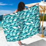 Dolphins In The Ocean Pattern Print Beach Sarong Wrap