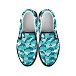 Dolphins In The Ocean Pattern Print Black Slip On Shoes