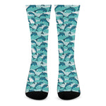 Dolphins In The Ocean Pattern Print Crew Socks