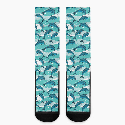 Dolphins In The Ocean Pattern Print Crew Socks