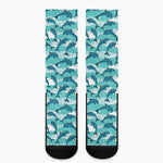 Dolphins In The Ocean Pattern Print Crew Socks