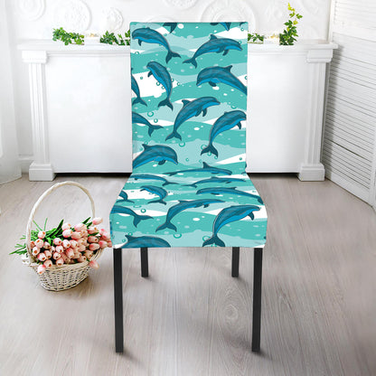 Dolphins In The Ocean Pattern Print Dining Chair Slipcover