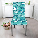 Dolphins In The Ocean Pattern Print Dining Chair Slipcover
