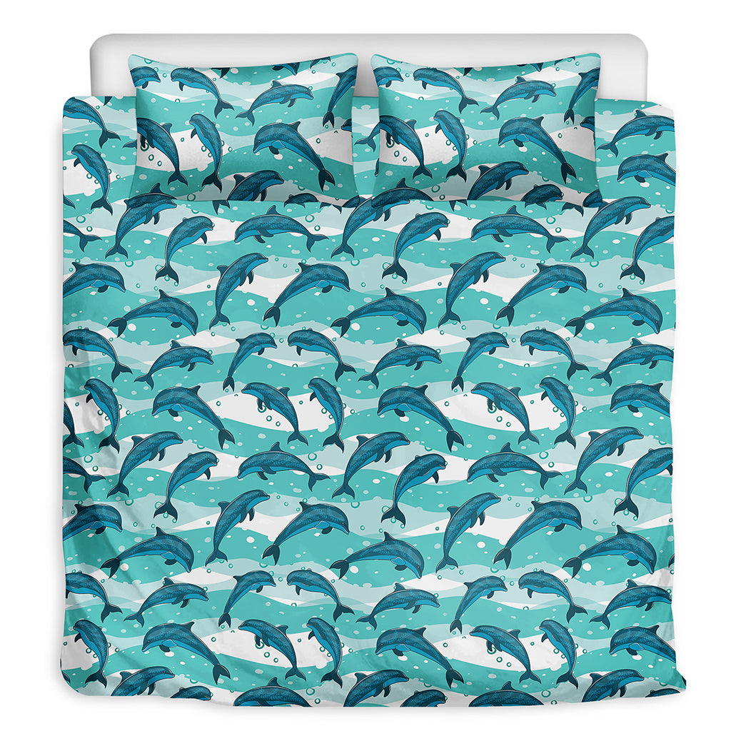 Dolphins In The Ocean Pattern Print Duvet Cover Bedding Set