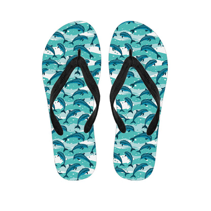 Dolphins In The Ocean Pattern Print Flip Flops