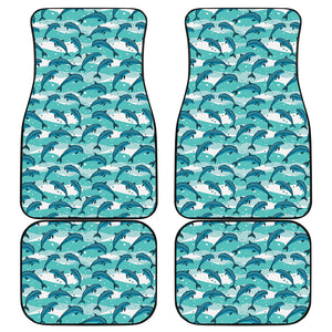 Dolphins In The Ocean Pattern Print Front and Back Car Floor Mats