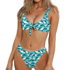 Dolphins In The Ocean Pattern Print Front Bow Tie Bikini