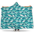 Dolphins In The Ocean Pattern Print Hooded Blanket