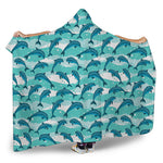 Dolphins In The Ocean Pattern Print Hooded Blanket