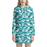 Dolphins In The Ocean Pattern Print Hoodie Dress