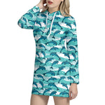 Dolphins In The Ocean Pattern Print Hoodie Dress