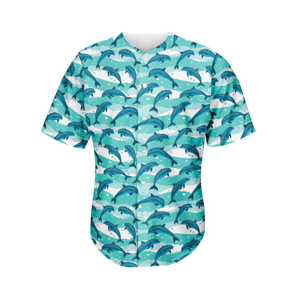 Dolphins In The Ocean Pattern Print Men's Baseball Jersey