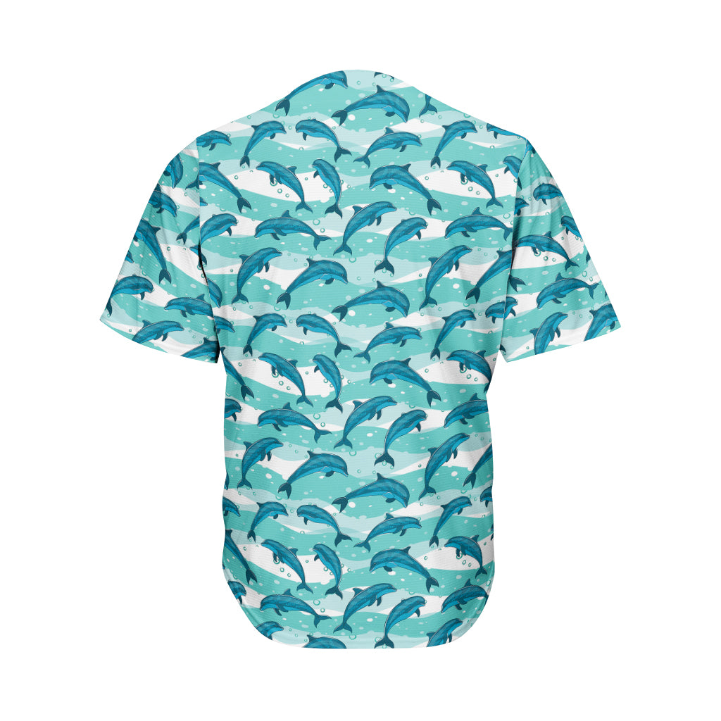 Dolphins In The Ocean Pattern Print Men's Baseball Jersey