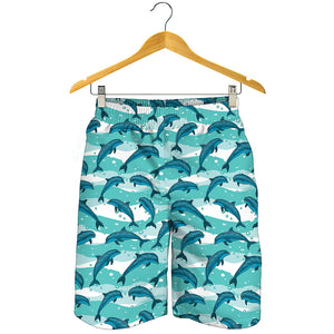 Dolphins In The Ocean Pattern Print Men's Shorts