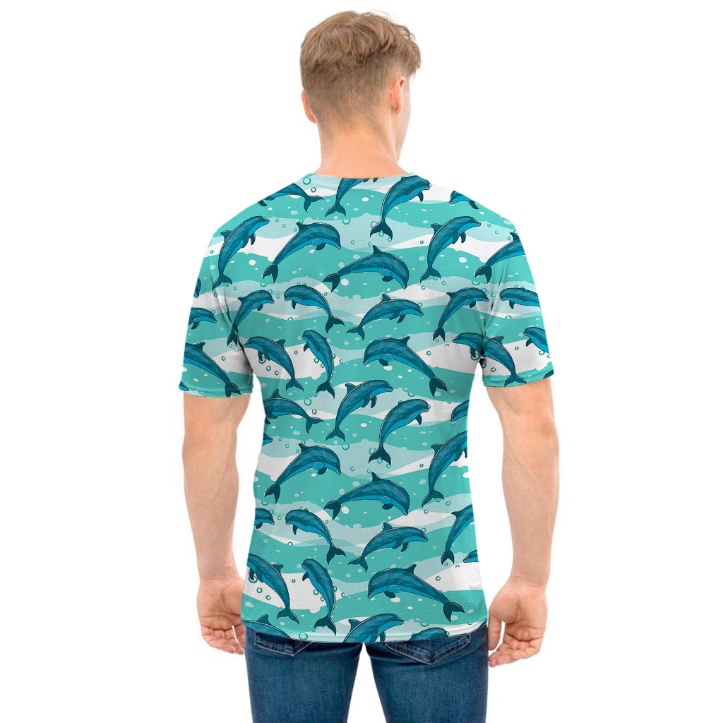 Dolphins In The Ocean Pattern Print Men's T-Shirt