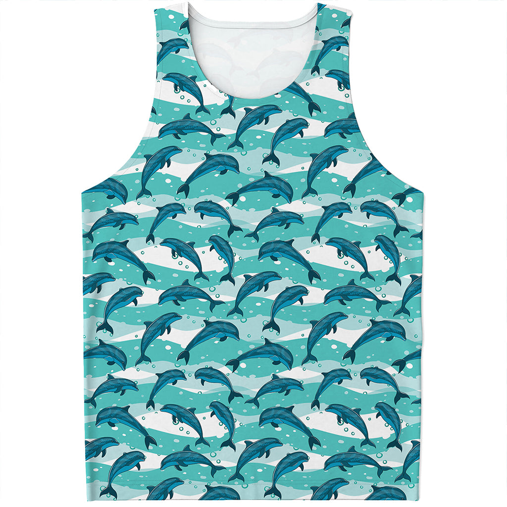 Dolphins In The Ocean Pattern Print Men's Tank Top