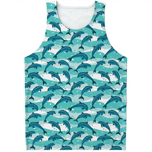 Dolphins In The Ocean Pattern Print Men's Tank Top