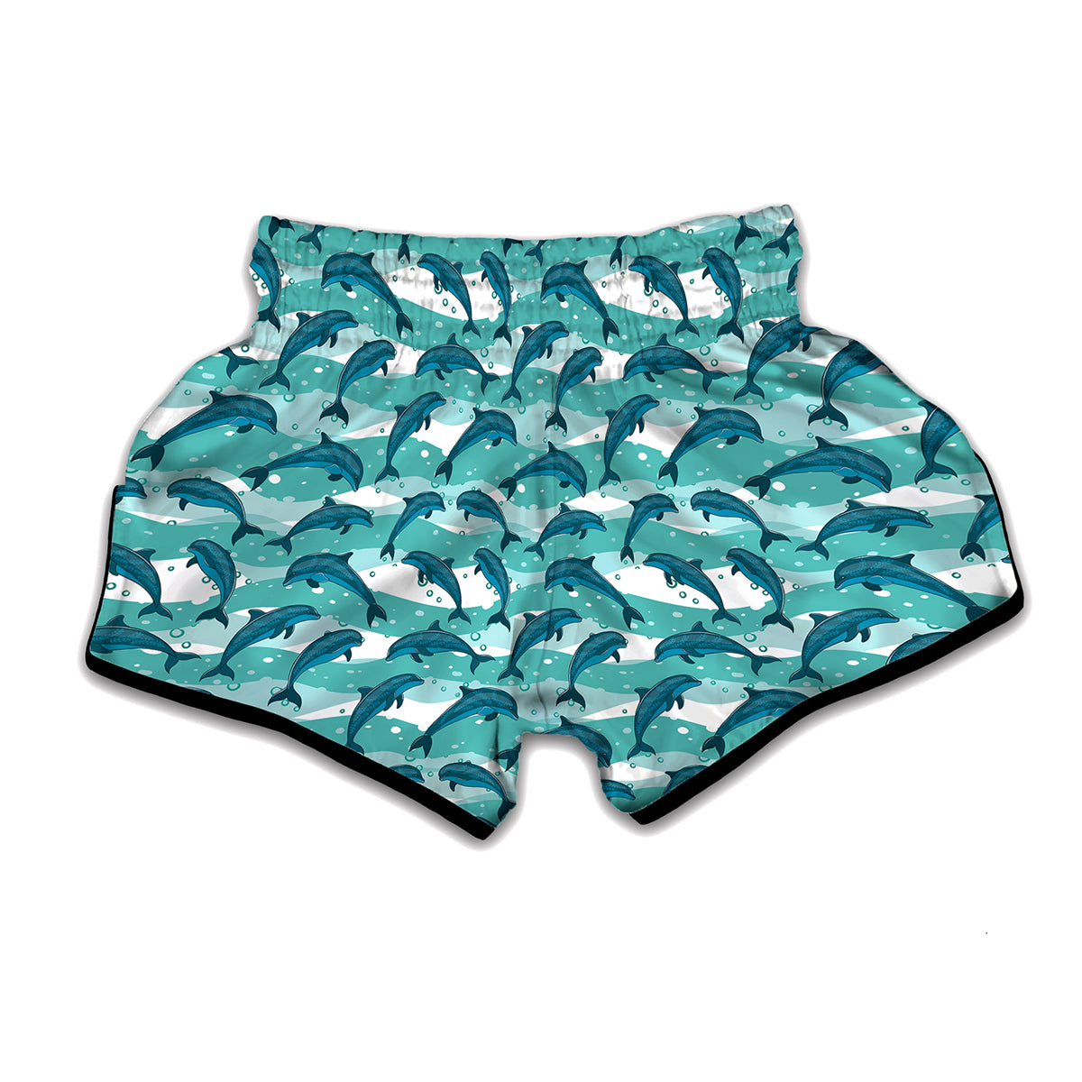 Dolphins In The Ocean Pattern Print Muay Thai Boxing Shorts