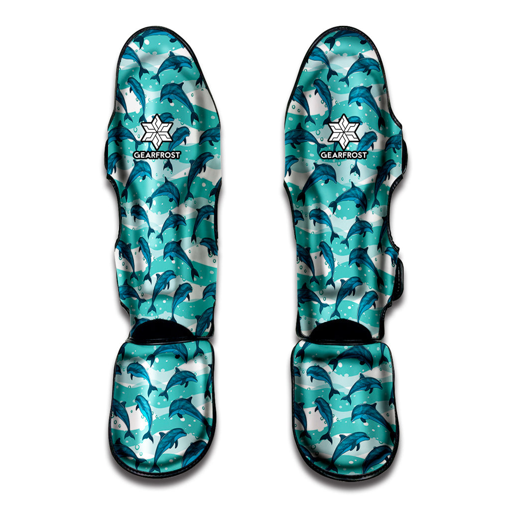 Dolphins In The Ocean Pattern Print Muay Thai Shin Guard