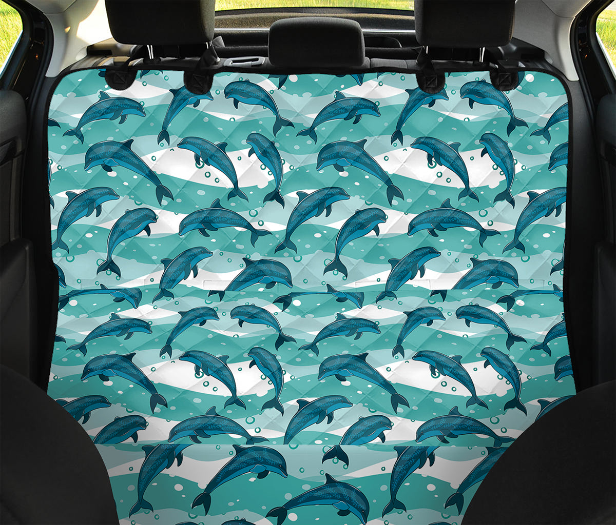 Dolphins In The Ocean Pattern Print Pet Car Back Seat Cover