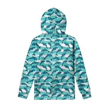 Dolphins In The Ocean Pattern Print Pullover Hoodie
