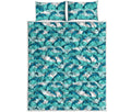 Dolphins In The Ocean Pattern Print Quilt Bed Set