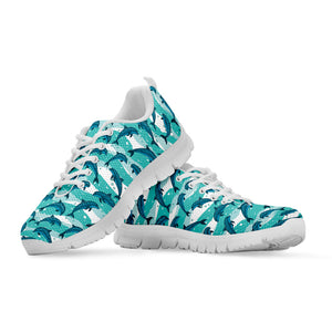 Dolphins In The Ocean Pattern Print White Sneakers