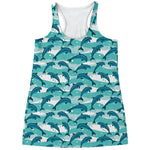Dolphins In The Ocean Pattern Print Women's Racerback Tank Top