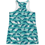 Dolphins In The Ocean Pattern Print Women's Racerback Tank Top