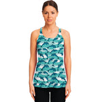 Dolphins In The Ocean Pattern Print Women's Racerback Tank Top