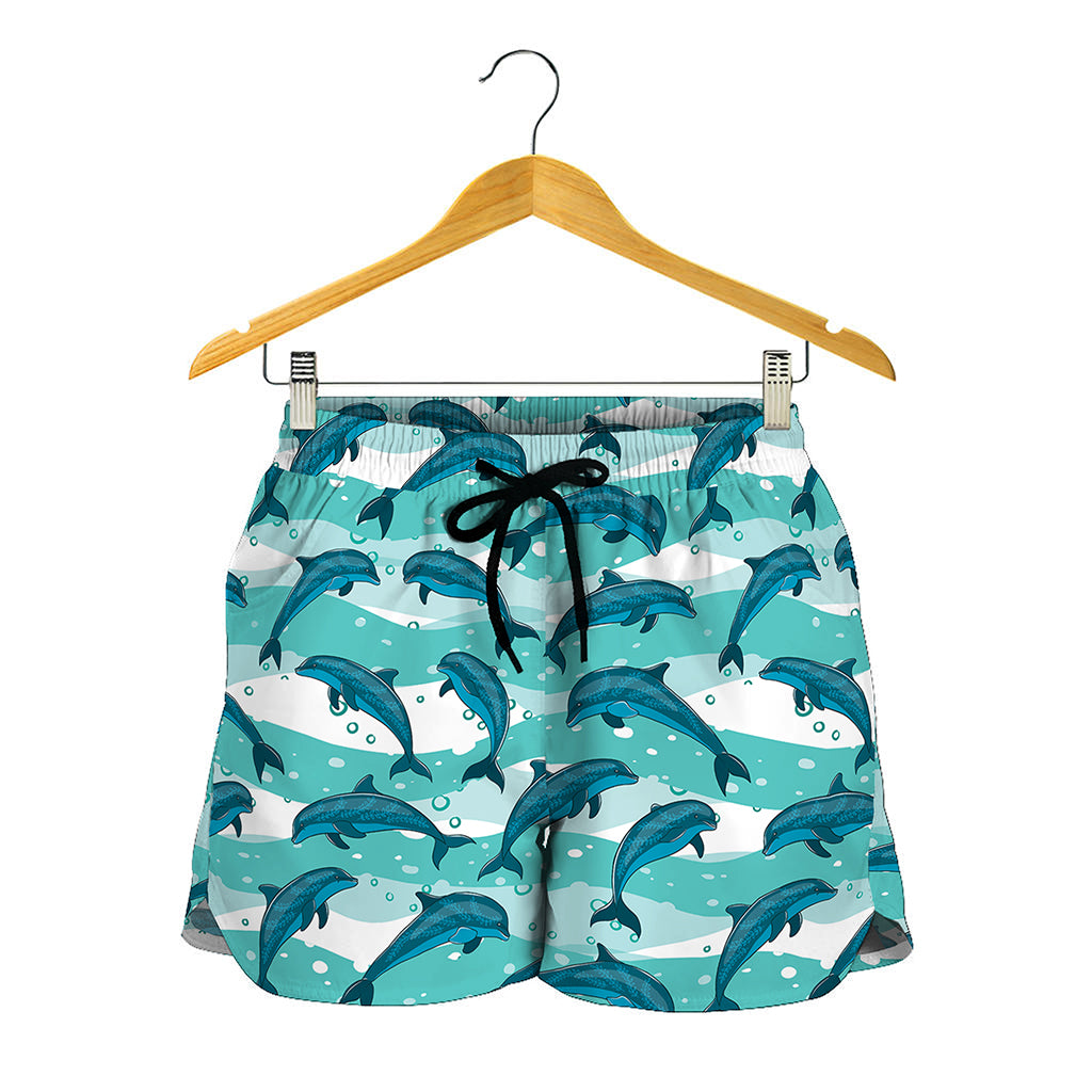 Dolphins In The Ocean Pattern Print Women's Shorts