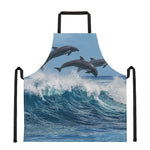 Dolphins Jumping Over Waves Print Apron