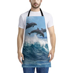 Dolphins Jumping Over Waves Print Apron