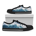Dolphins Jumping Over Waves Print Black Low Top Sneakers