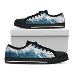 Dolphins Jumping Over Waves Print Black Low Top Shoes