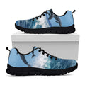 Dolphins Jumping Over Waves Print Black Running Shoes