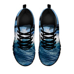 Dolphins Jumping Over Waves Print Black Sneakers