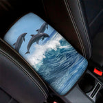 Dolphins Jumping Over Waves Print Car Center Console Cover