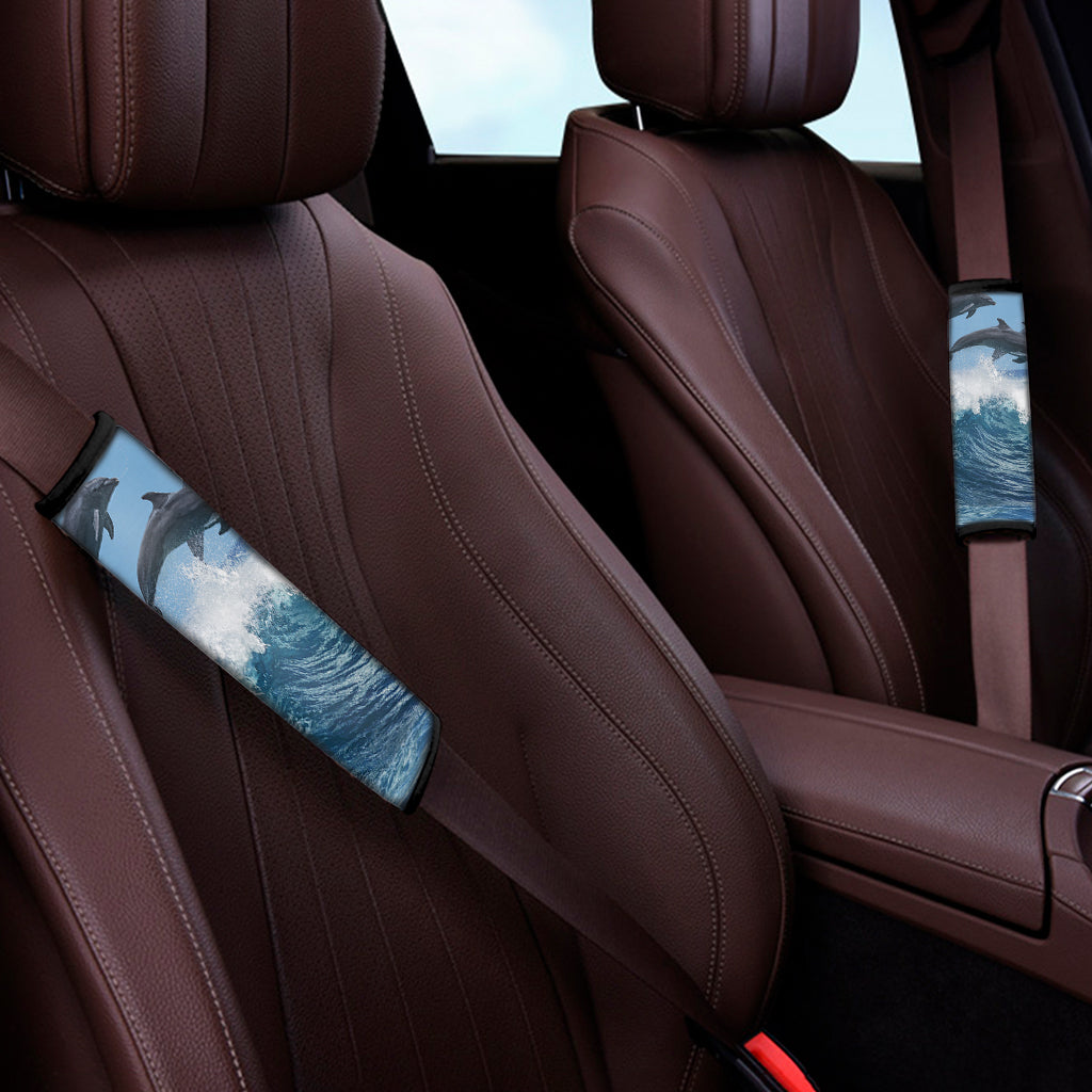Dolphins Jumping Over Waves Print Car Seat Belt Covers