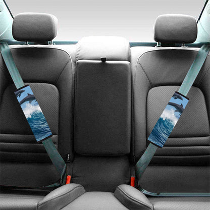 Dolphins Jumping Over Waves Print Car Seat Belt Covers