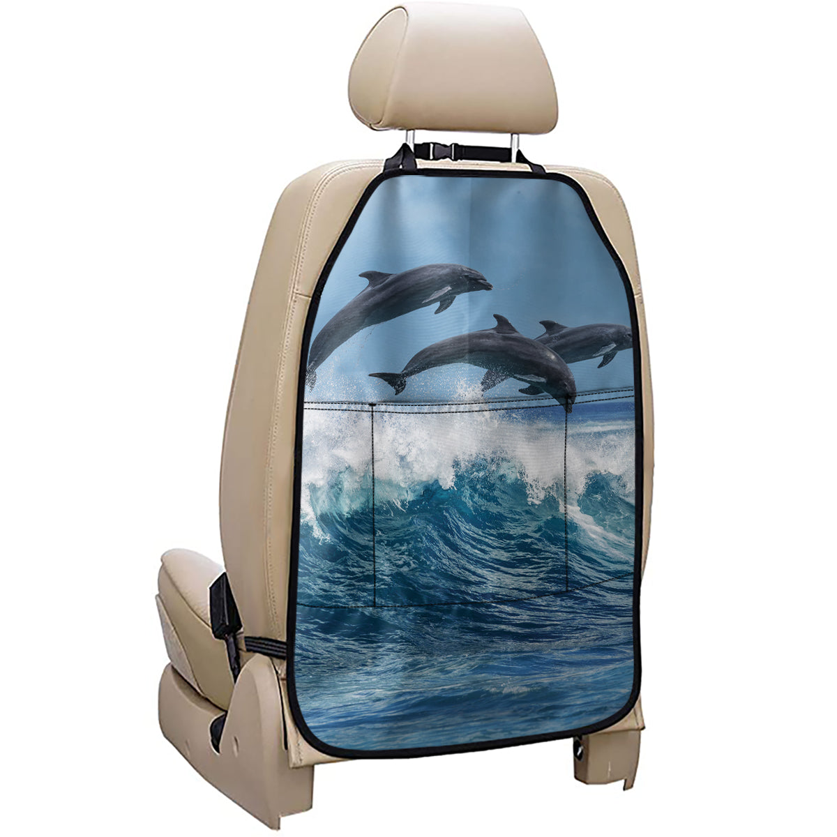 Dolphins Jumping Over Waves Print Car Seat Organizers