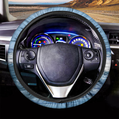 Dolphins Jumping Over Waves Print Car Steering Wheel Cover