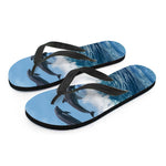 Dolphins Jumping Over Waves Print Flip Flops